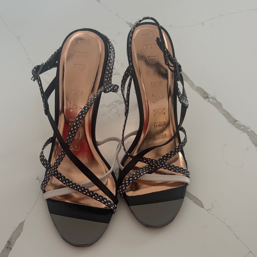 Ted Baker Black and White Strappy Heels